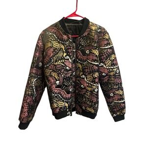 Graphic bomber jacket with bold stylish print with skull motifs.